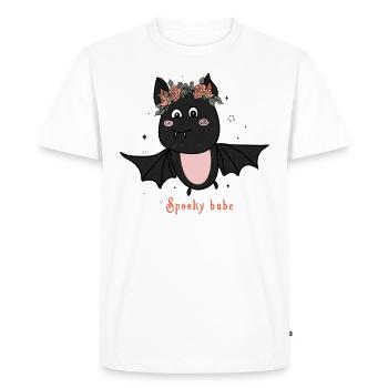 Retro Halloween Design: Spooky Babe Bat - Men's Premium Organic T-Shirt - white - Front - Nico (187cm)