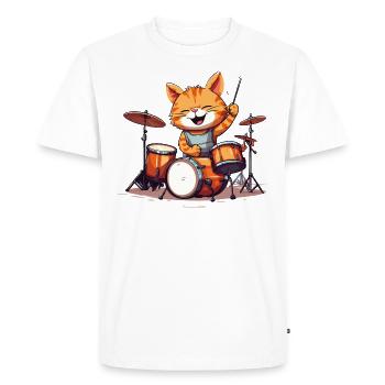 Batterie Batteur Cat Batterie Band Funny - T-shirt Premium bio Homme - blanc - Devant - Nico (187cm)