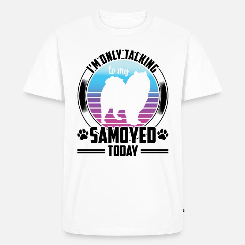 Rede nur mit Samojede Samojedenspitz - Männer Premium Bio T-Shirt - Weiß