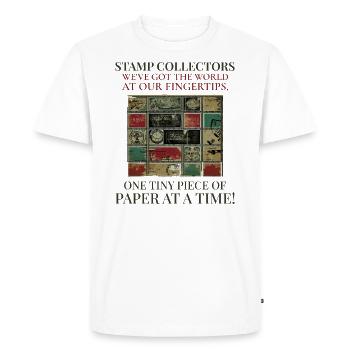 Philately's Delight: Stamp Collectors Unite - Men's Premium Organic T-Shirt - white - Front - Nico (187cm)