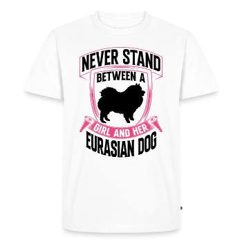 Fille et son Eurasier Eurasian Spitz - T-shirt Premium bio Homme - blanc - Devant - Nico (187cm)