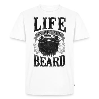 Beard Lover Bearded Man Life Is - Men's Premium Organic T-Shirt - white - Front - Nico (187cm)
