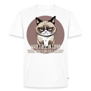 Why fall in love when you can fall asleep cat - Men's Premium Organic T-Shirt - white - Front - Nico (187cm)