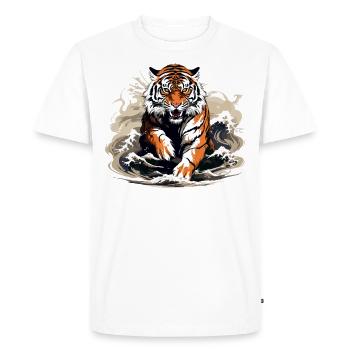 Tigre du Bengale Japonais Grande Vague Kanagawa - T-shirt Premium bio Homme - blanc - Devant - Nico (187cm)