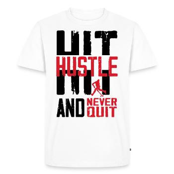 Field Hockey Hustle Hit And Never - Men's Premium Organic T-Shirt - white - Front - Nico (187cm)