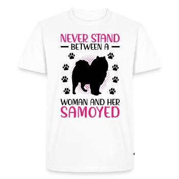 Woman and her Samoyed Samoyed Spitz - Men's Premium Organic T-Shirt - white - Front - Nico (187cm)