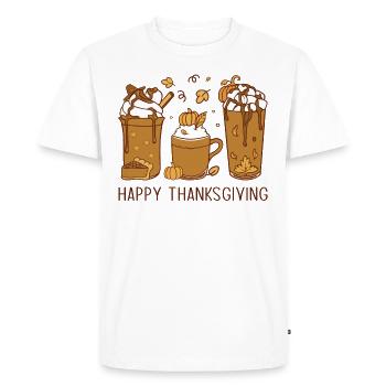 Rétro Happy Thanksgiving Café Citrouille Épices - T-shirt Premium bio Homme - blanc - Devant - Nico (187cm)