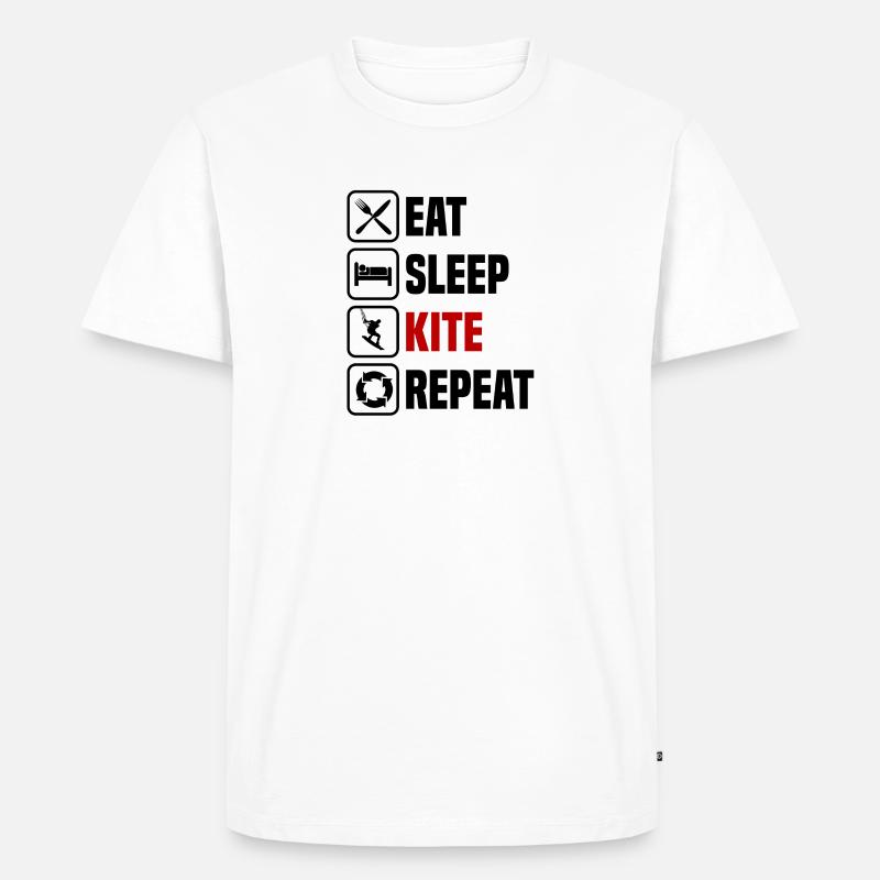 Eating, sleeping, kiting, repeating - Men's Premium Organic T-Shirt - white