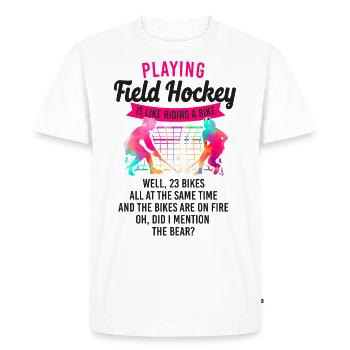 Field Hockey Playing Field Hockey - Men's Premium Organic T-Shirt - white - Front - Nico (187cm)