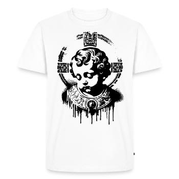 Street Art Jesus Baby Crying Jesus War Peace - Men's Premium Organic T-Shirt - white - Front - Nico (187cm)