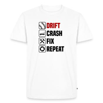 Drifting, crashing, repairing, repeating - Men's Premium Organic T-Shirt - white - Front - Nico (187cm)