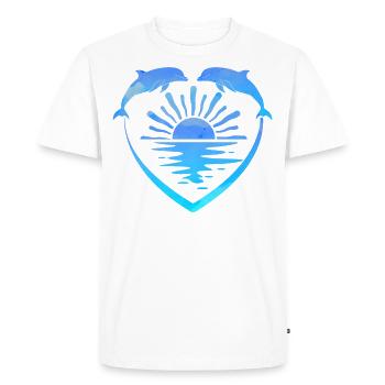 Dolphin Heart Sunset - Men's Premium Organic T-Shirt - white - Front - Nico (187cm)