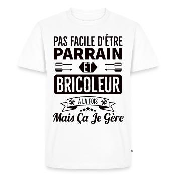 Pas facile d être parrain et bricoleur à la fois - T-shirt Premium bio Homme - blanc - Devant - Nico (187cm)