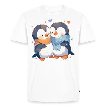 Pingouin Coeur Amour Mignon Câlin Pingouin Amour - T-shirt Premium bio Homme - blanc - Devant - Nico (187cm)