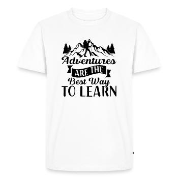 Adventures and Learn - Outdoor Traveling Hiking - Men's Premium Organic T-Shirt - white - Front - Nico (187cm)