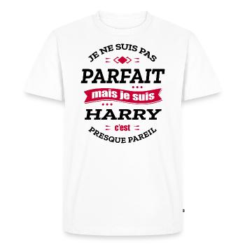 HARRY PARFAIT - PRENOM HARRY - T-shirt Premium bio Homme - blanc - Devant - Nico (187cm)