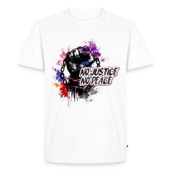 No Justice No Peace - Black History Month African - Men's Premium Organic T-Shirt - white - Front - Nico (187cm)