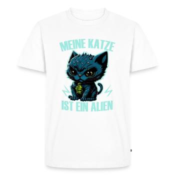 Mon chat est un extraterrestre, humour, fun, fun, cool, - T-shirt Premium bio Homme - blanc - Devant - Nico (187cm)