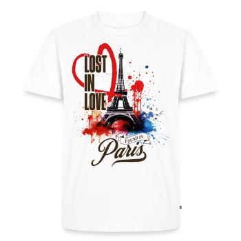 Paris, Tour Eiffel, France, Ville, Horizon, Art - T-shirt Premium bio Homme - blanc - Devant - Nico (187cm)