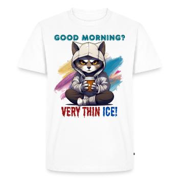 Bonjour? Glace très mince ! Humour, Spaß, Fun, - T-shirt Premium bio Homme - blanc - Devant - Nico (187cm)