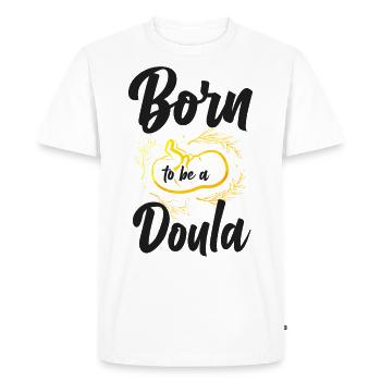 Doula accoucheuse née pour être une - T-shirt Premium bio Homme - blanc - Devant - Nico (187cm)