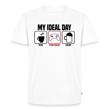 My perfect day gaming gamer - Men's Premium Organic T-Shirt - white - Front - Nico (187cm)