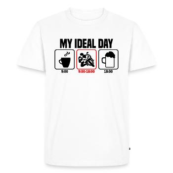 Ma journée parfaite à moto - T-shirt Premium bio Homme - blanc - Devant - Nico (187cm)