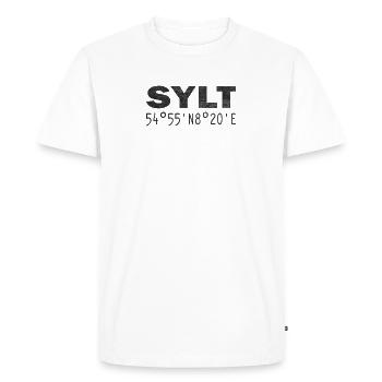 Sylt Coordonnées GPS - T-shirt Premium bio Homme - blanc - Devant - Nico (187cm)