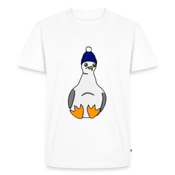 Mouette avec chapeau - Oiseau, Mer, Mer Baltique - T-shirt Premium bio Homme - blanc - Devant - Nico (187cm)