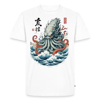 Ukiyo-E Kraken Yokai Monster Vintage Japon Design - T-shirt Premium bio Homme - blanc - Devant - Nico (187cm)
