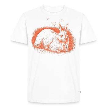 Lapin rétro avec coeurs lapin de Pâques - T-shirt Premium bio Homme - blanc - Devant - Nico (187cm)