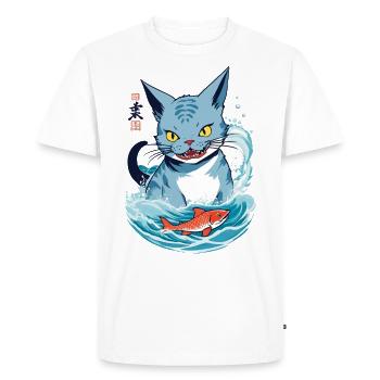 Cat Love Anime Aesthetic Streetwear Design - Men's Premium Organic T-Shirt - white - Front - Nico (187cm)