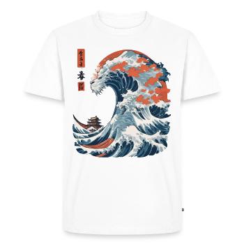 Monster Wave Japan Ukiyo-E Vintage Streetwear - Men's Premium Organic T-Shirt - white - Front - Nico (187cm)