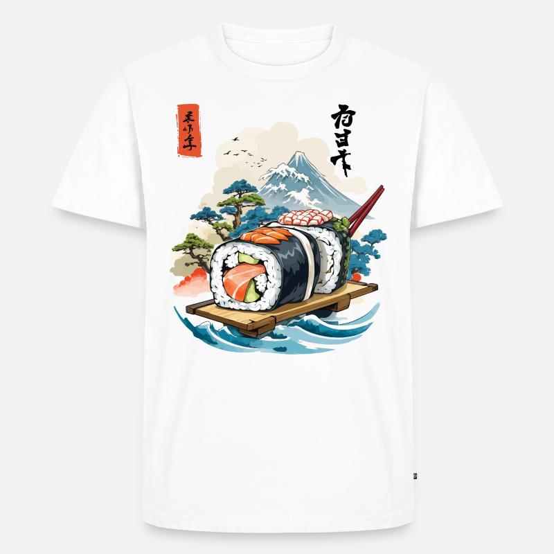 Ukiyo-E Sushi Kunstwerk Design - Männer Premium Bio T-Shirt - Weiß