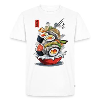 Sushi Ukiyo-E Japon Esthétique Vintage Food Design - T-shirt Premium bio Homme - blanc - Devant - Nico (187cm)