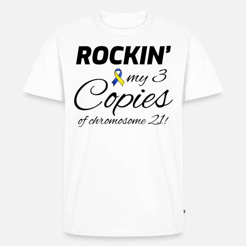 Down-Syndrom-Bewusstsein Rockin' Chromosom 21 - Männer Premium Bio T-Shirt - Weiß