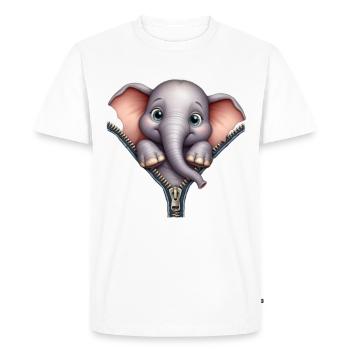 Eléphant avec fermeture éclair - T-shirt Premium bio Homme - blanc - Devant - Nico (187cm)