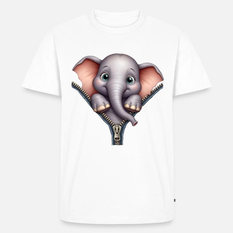 Elefant mit Reißverschluss - Männer Premium Bio T-Shirt - Weiß