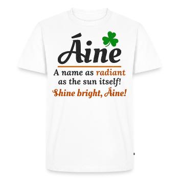 Drôle de nom de fille irlandaise : Áine - nom radieux - T-shirt Premium bio Homme - blanc - Devant - Nico (187cm)