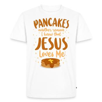 Crêpes Amoureux Enfants Jésus Foi - T-shirt Premium bio Homme - blanc - Devant - Nico (187cm)