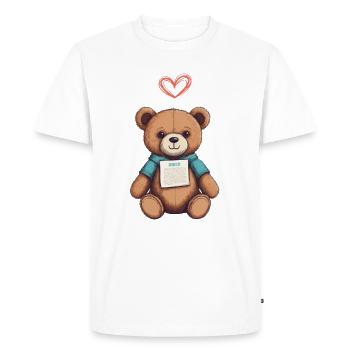 Teddy Bear Cartoon with Heart Teddy Bear Cute - Men's Premium Organic T-Shirt - white - Front - Nico (187cm)