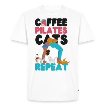 Instructeur de Pilates Professeur Café - T-shirt Premium bio Homme - blanc - Devant - Nico (187cm)