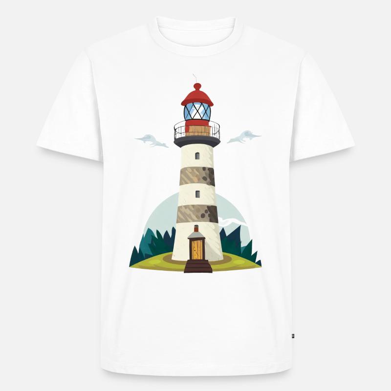 Leuchtturm - Männer Premium Bio T-Shirt - Weiß