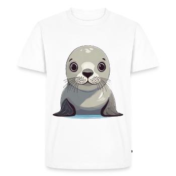 Niedliche Robbe - Männer Premium Bio T-Shirt - Weiß - Vorne - Nico (187cm)