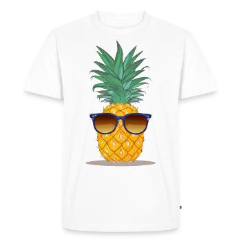 Pineapple with sunglasses - Men's Premium Organic T-Shirt - white - Front - Nico (187cm)