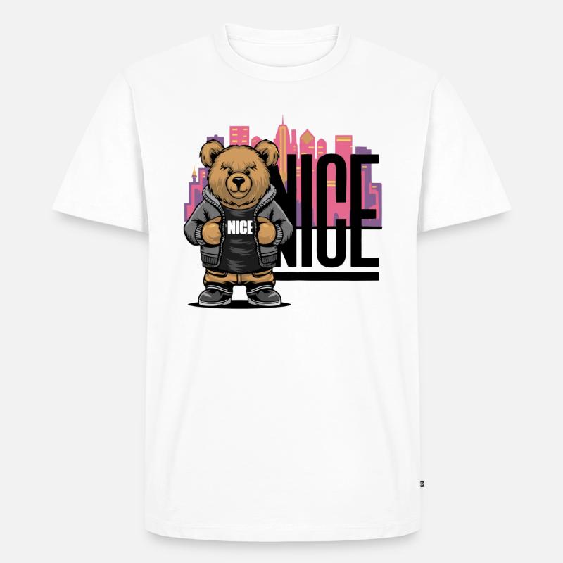 Cooler „Nice“ Teddy - Männer Premium Bio T-Shirt - Weiß