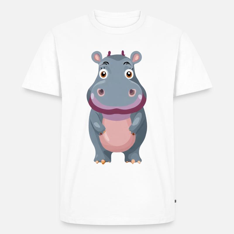 Niedliches Nilpferd - Männer Premium Bio T-Shirt - Weiß