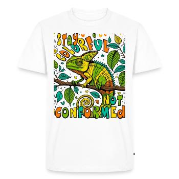 Unique Chameleon Shirt: Show Color - Men's Premium Organic T-Shirt - white - Front - Nico (187cm)