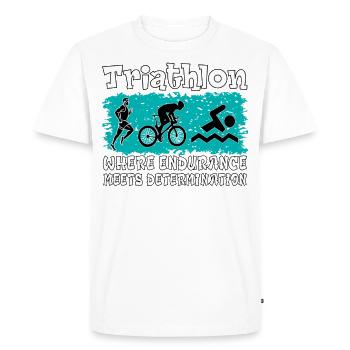 Triathlon. Persévérance, Détermination, Sport, Nice - T-shirt Premium bio Homme - blanc - Devant - Nico (187cm)
