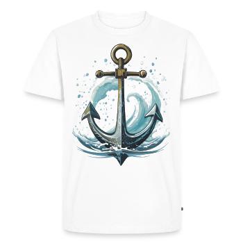 Anchor with waves and splashing water - Men's Premium Organic T-Shirt - white - Front - Nico (187cm)
